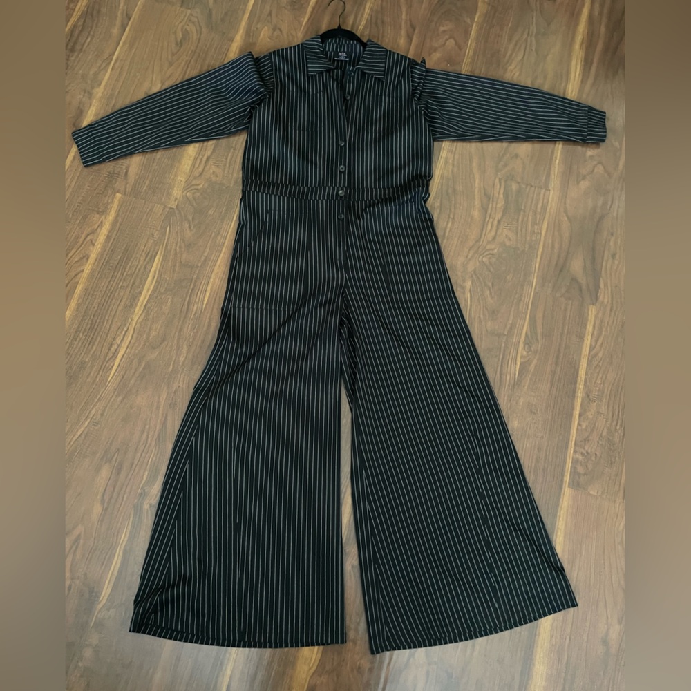 Dressed in LALA Black Pinstripe Jumpsuit